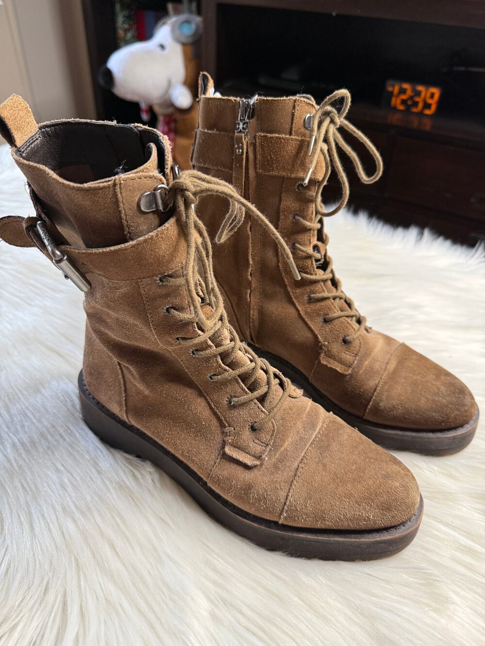 Sam Edleman Brown Suede Junip Combat Boots